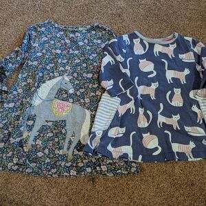 Mini Boden Floral Unicorn and Cat Print Dresses - 3-4years Girls